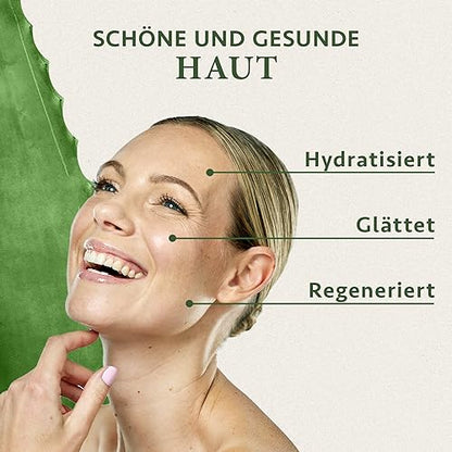 Hyaluronic serum high dosage 100ml - hyaluronic acid serum face - vegan - facial care for men and women - anti-aging hyaluronic acid facial serum with organic aloe vera - Made in Germany, Satin Naturel